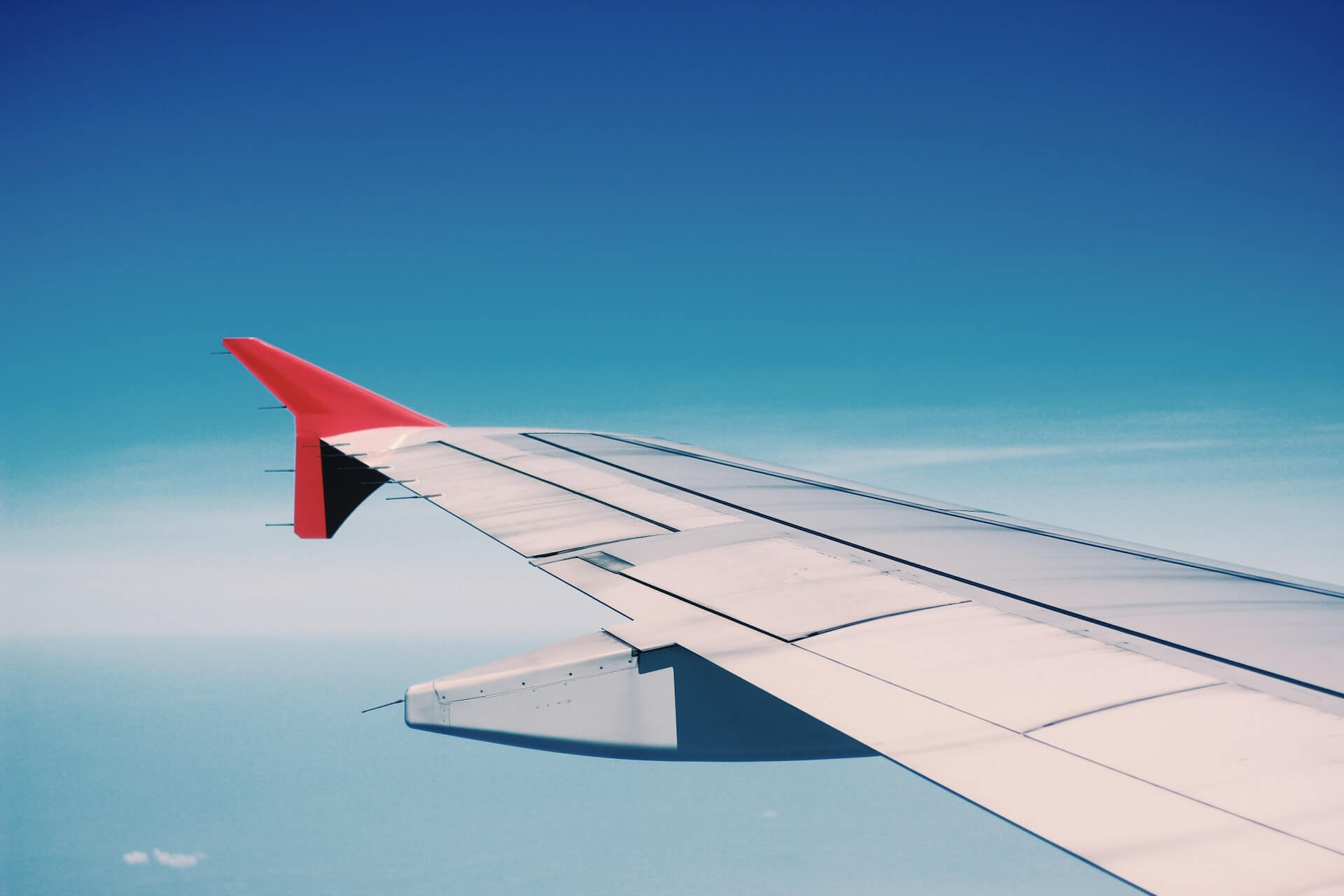 Airplane wing shown in flight