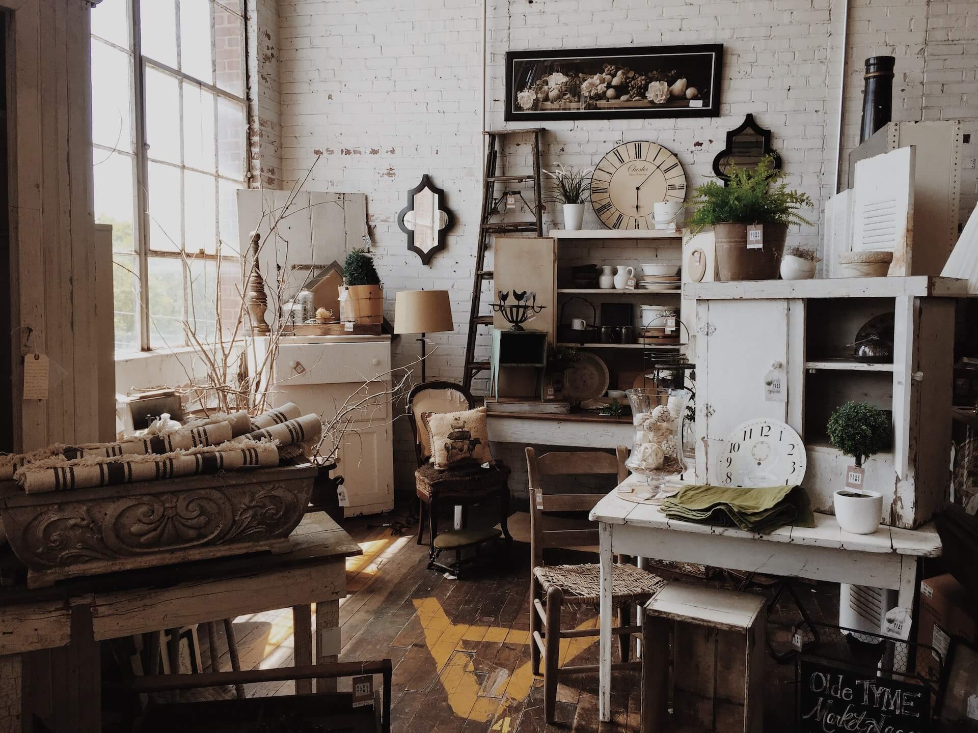 A bright room full of antiques